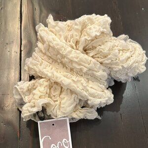 Ruffle / Ruched Cream Scarf